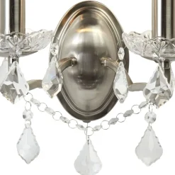 Wandlampe mit Schalter 2-flammig E14 in Silber matt