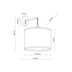 Wandlampe mit Schalter Jute E27 H: 30 cm Boho RIANNE