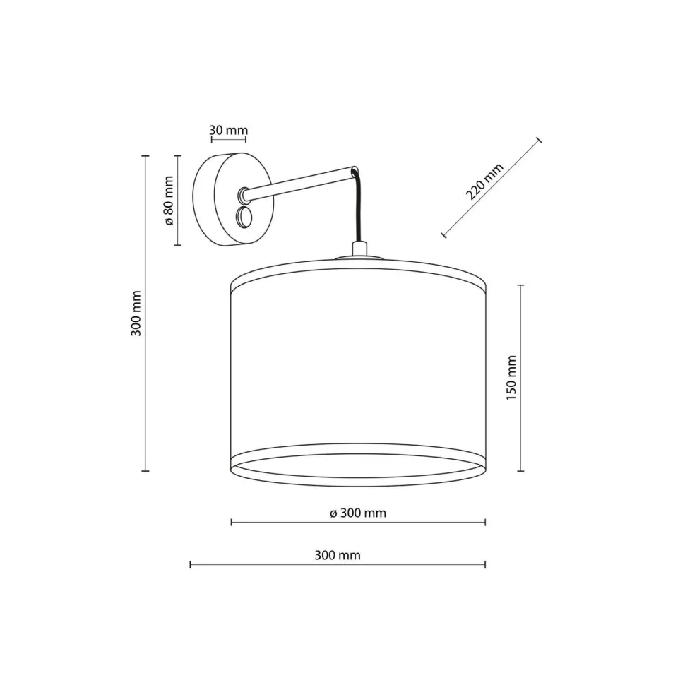 Wandlampe mit Schalter Jute E27 H: 30 cm Boho RIANNE