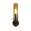 Wandlampe mit Schalter Metall Glas E27 Mokka Bernstein