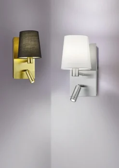 Wandlampe mit Schalter Metall Stoff Leselicht flexibel