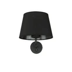Wandlampe mit Schalter Schwarz Stoffschirm MAJA