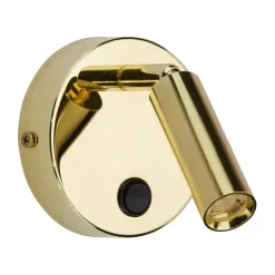 Wandlampe mit Schalter schwenkbar Metall in Gold rund