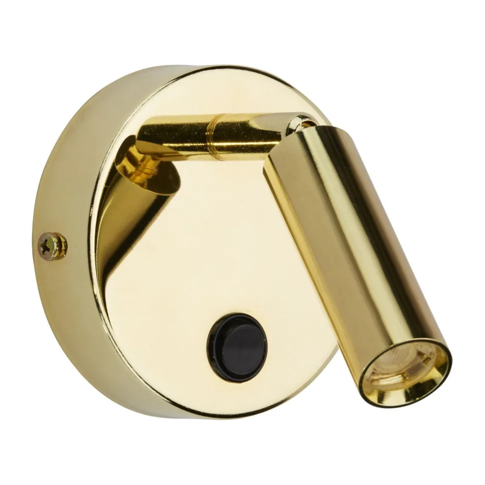 Wandlampe mit Schalter schwenkbar Metall in Gold rund