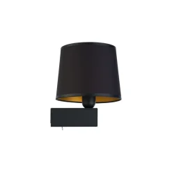 Wandlampe mit Schalter Stoffschirm Schwarz Gold Modern
