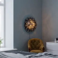 Wandlampe mit Stecker Schalter Rauchglas rund Ø 60 cm groß