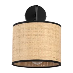 Wandlampe Modern Boho Korbschirm Metall E27 wohnlich