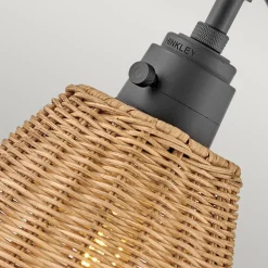 Wandlampe Rattan Metall Gelenkarm schwenkbar E27 zum Lesen
