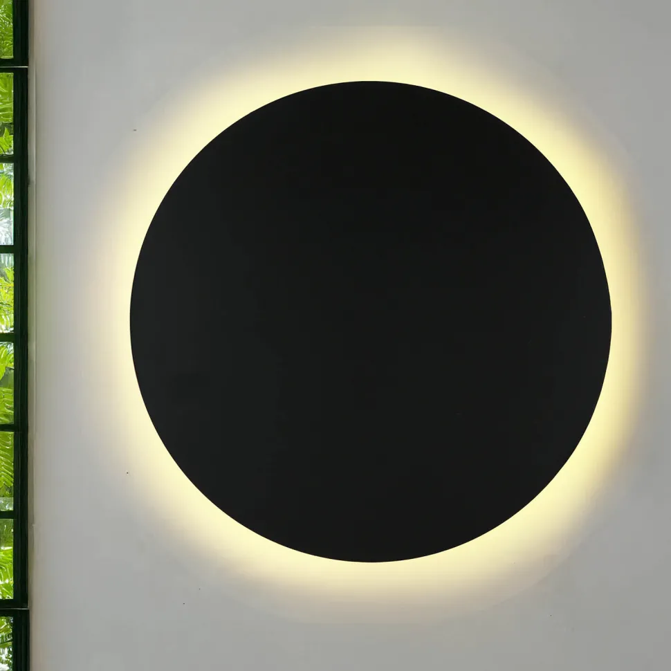 Wandlampe rund Ø 40 cm Metall Schwarz indirektes Licht
