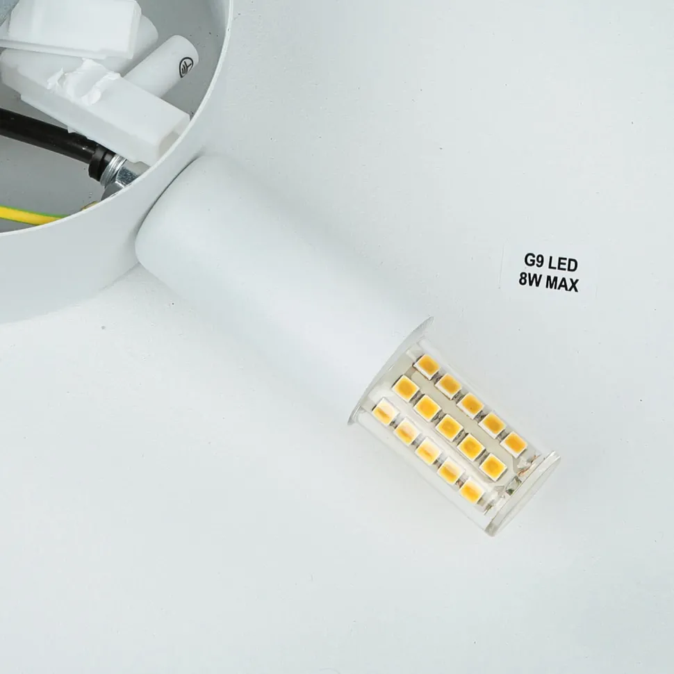 Wandlampe rund Metall Ø 30 cm flach Weiß G9 Modern