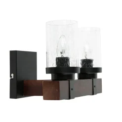 Wandlampe Rustikal B: 31 cm 2x E27 Metall Regenglas