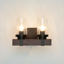 Wandlampe Rustikal B: 31 cm 2x E27 Metall Regenglas