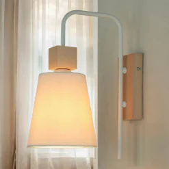 Wandlampe Schirm Weiß Holz Skandinavisch REILLY