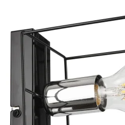 Wandlampe Schwarz Chrom Würfel Metall Draht für E27 B: 13 cm