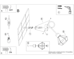 Wandlampe Schwarz lang Retro E27 Käfigschirm BUNA
