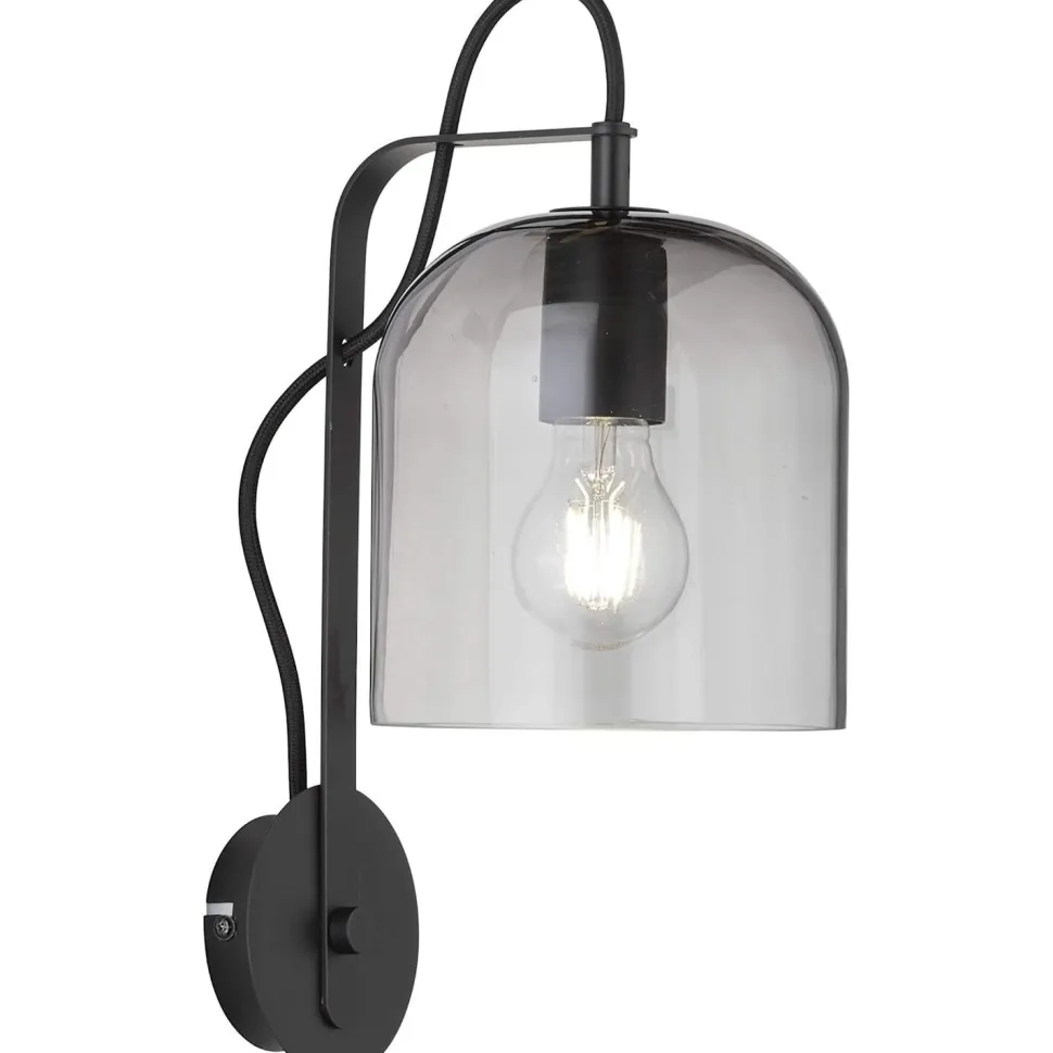 Wandlampe Schwarz Metall Glas Modern E27 VASYA