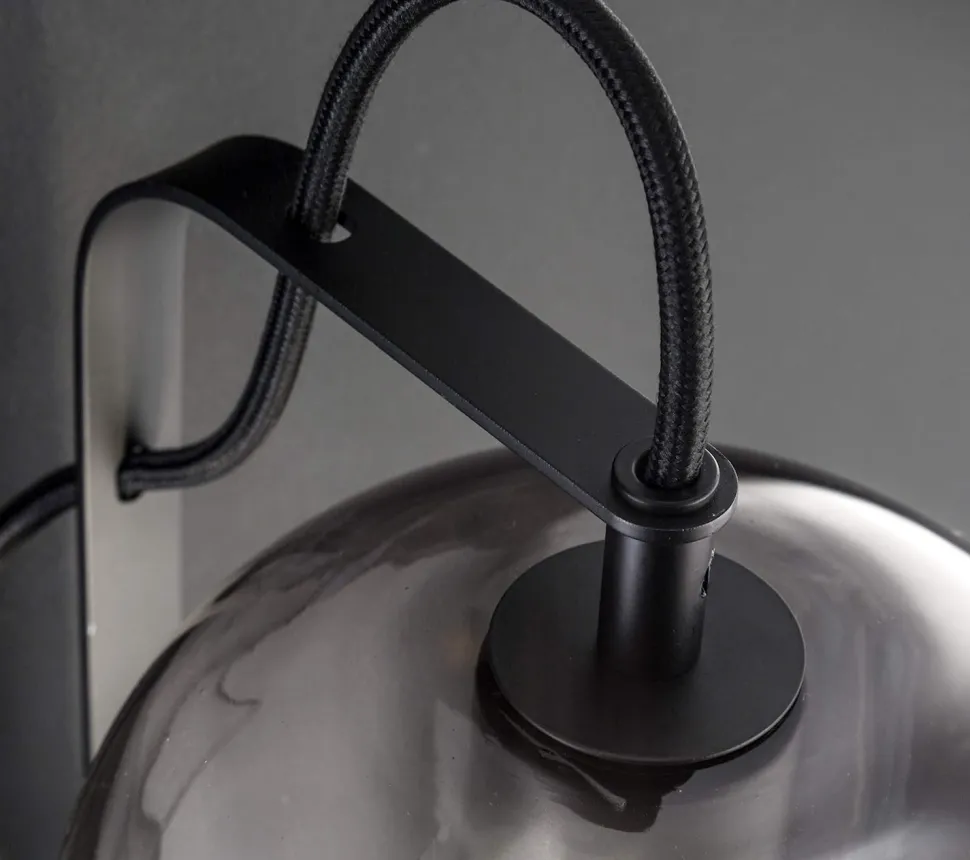 Wandlampe Schwarz Metall Glas Modern E27 VASYA