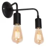 Wandlampe Schwarz Metall Retro Design 2 flammig