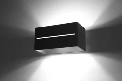 Wandlampe Schwarz Up Down B:20cm Aluminium eckig