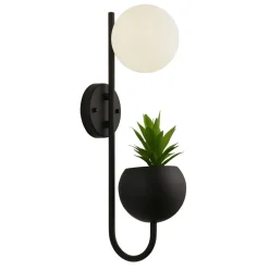 Wandlampe Schwarz Weiß G9 H: 46 cm Metall mit Topf