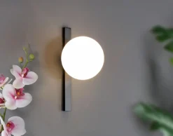 Wandlampe Schwarz Weiß Glaskugel E14 B:14 cm blendarm