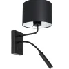 Wandlampe Schwarz Weiß Stoff Lesearm E27 G9 wohnlich
