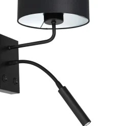 Wandlampe Schwarz Weiß Stoff Lesearm E27 G9 wohnlich