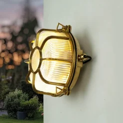 Wandlampe SIFNOS Messing IP64 rund Ø24cm Außenwand