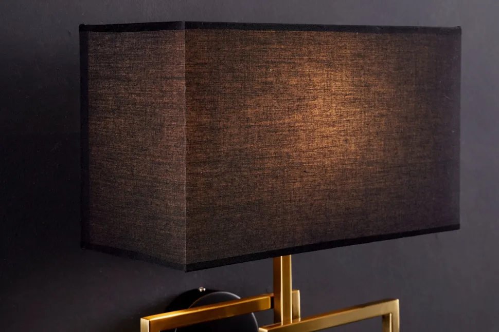 Wandlampe Stoff blendarm T:20 cm E27 in Gold Schwarz