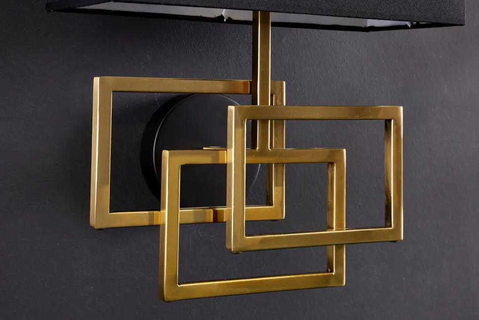 Wandlampe Stoff blendarm T:20 cm E27 in Gold Schwarz