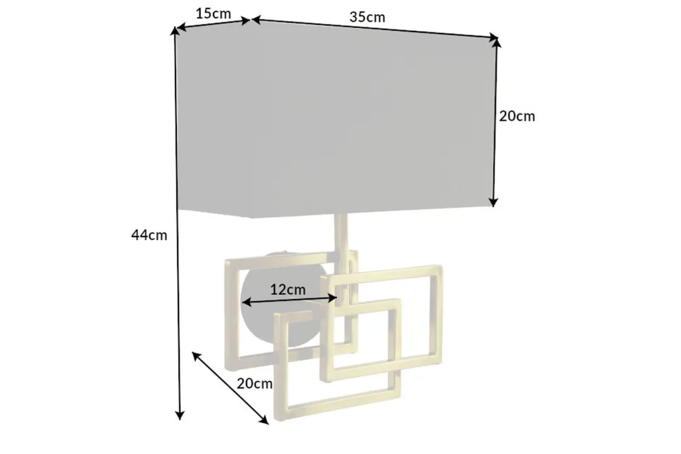 Wandlampe Stoff blendarm T:20 cm E27 in Gold Schwarz