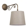 Wandlampe Stoff Messing E27 in Bronze antik Rustikal