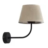 Wandlampe Stoff Metall E27 Schwarz Natur Schlafzimmer