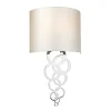 Wandlampe Up Down Creme Chrom Modern E27 Stoff Metall