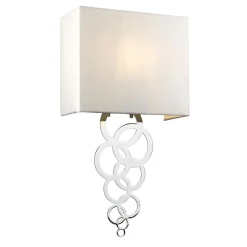 Wandlampe Up Down E27 Creme Chrom Stoff Metall