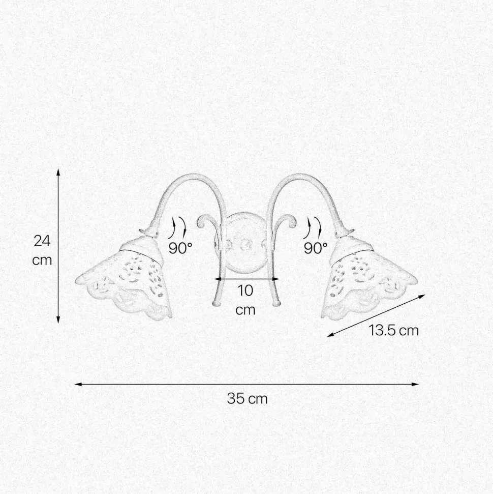 Wandlampe verstellbar B: 35 cm Keramik Messing 2-flammig E14