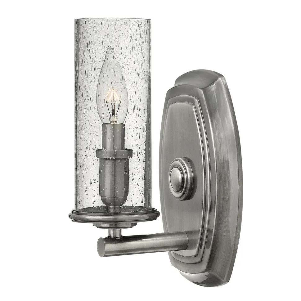 Wandlampe Vintage Design Regelglas in Nickel antik