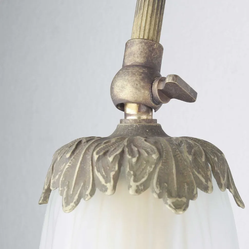 Wandlampe Weiß aus Glas und Echt-Messing