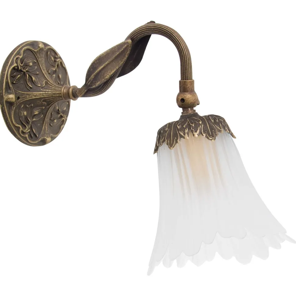 Wandlampe Weiß aus Glas und Echt-Messing