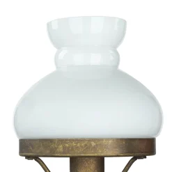 Wandlampe Weiß Glasschirm aus Echt-Messing Antik