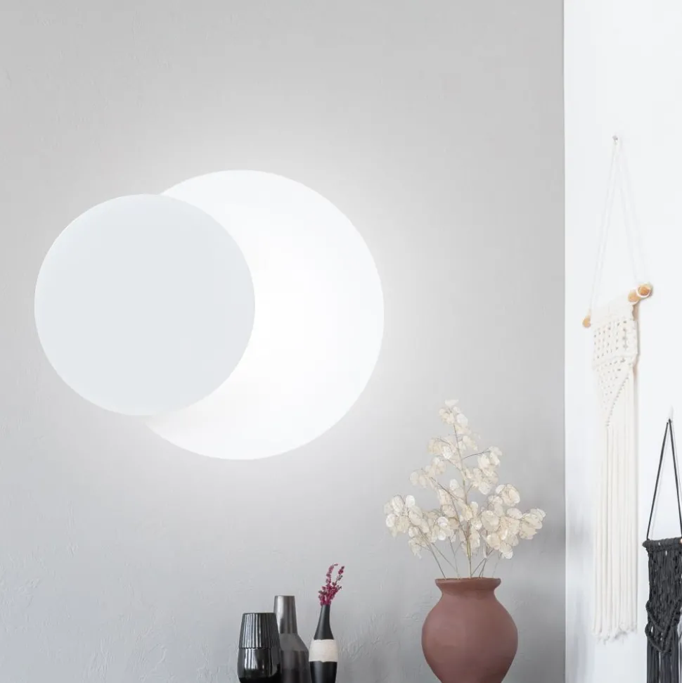 Wandlampe Weiß Metall Holz rund Skandinavisch G9