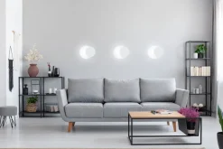 Wandlampe Weiß Metall Holz rund Skandinavisch G9