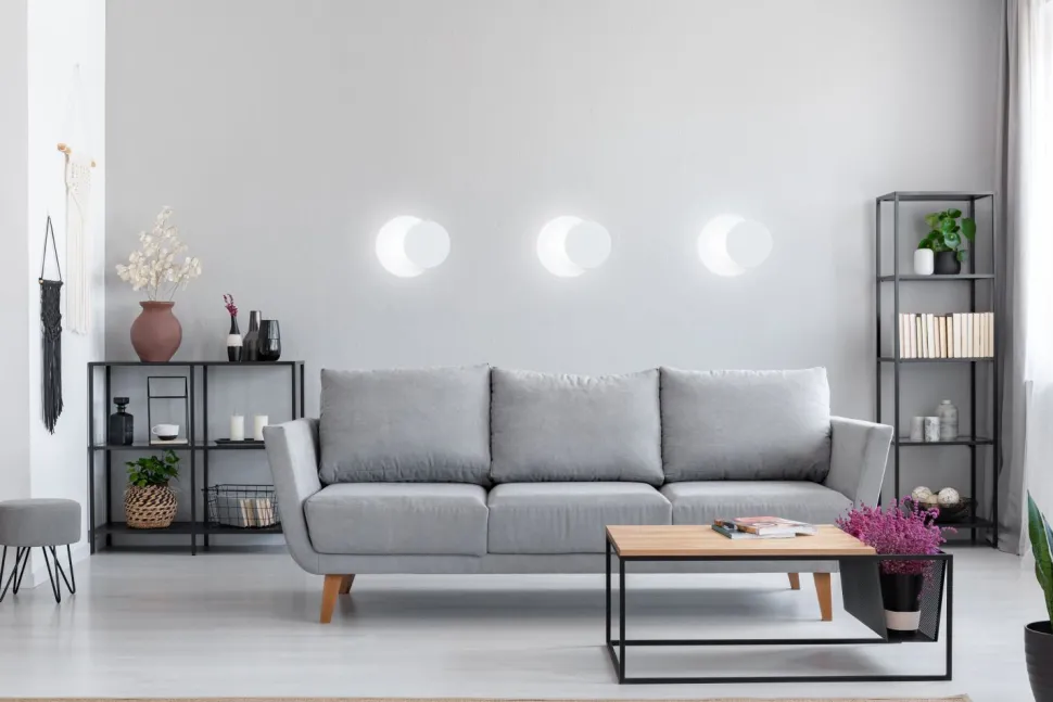 Wandlampe Weiß Metall Holz rund Skandinavisch G9