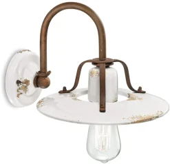 Wandlampe Weiß Metall Keramik E27 B: 25 cm Vintage