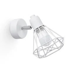 Wandlampe Weiß schwenkbar Draht Schirm E27 Retro