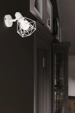 Wandlampe Weiß schwenkbar Draht Schirm E27 Retro