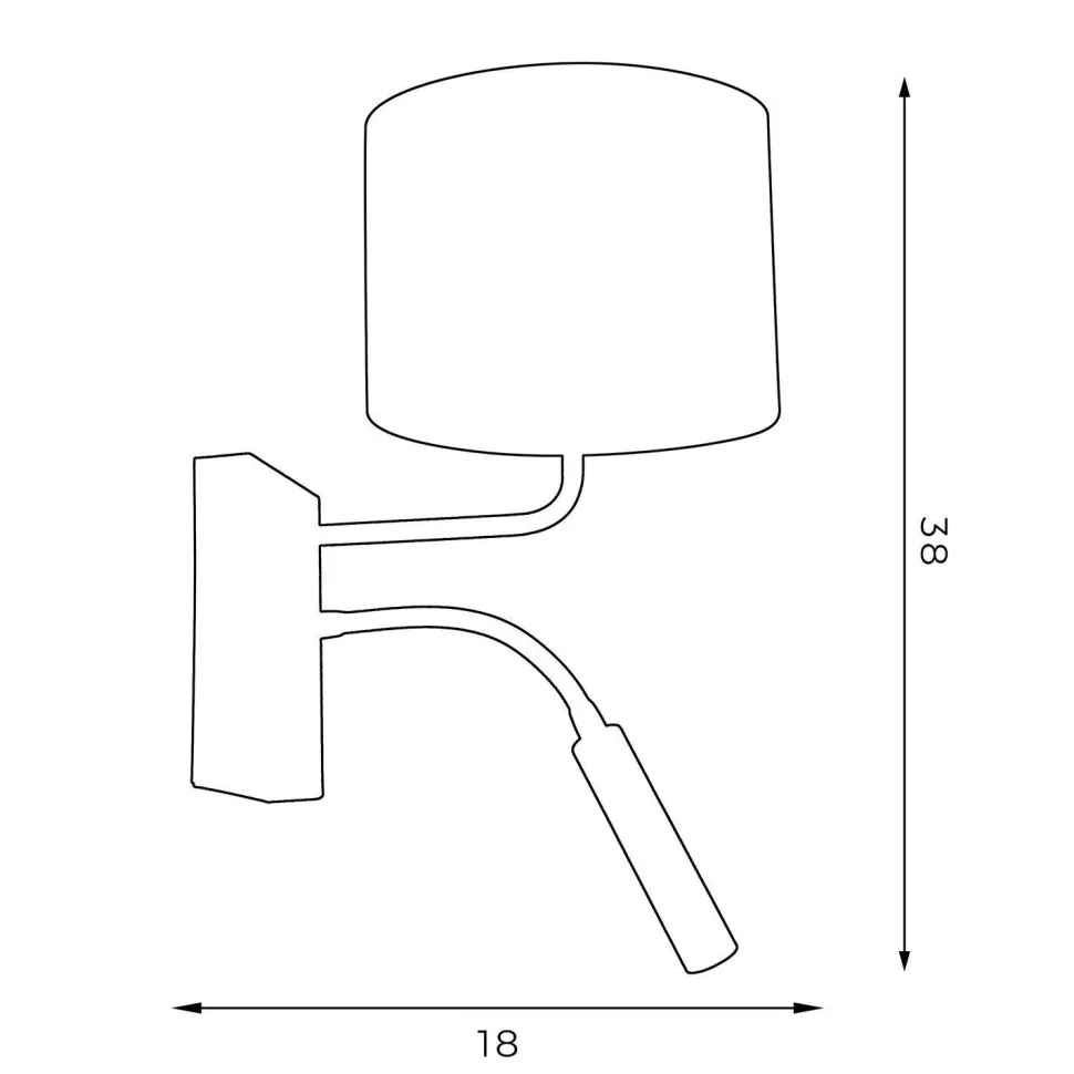 Wandlampe Weiß Stoff Lesearm E27 G9 H:38 cm blendarm