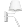 Wandlampe Weiß Stoff Lesearm E27 G9 H:38 cm konisch