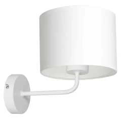 Wandlampe Weiß Stoffschirm Metall E27 H:24 cm blendarm