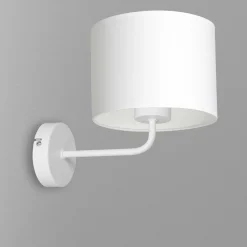 Wandlampe Weiß Stoffschirm Metall E27 H:24 cm blendarm